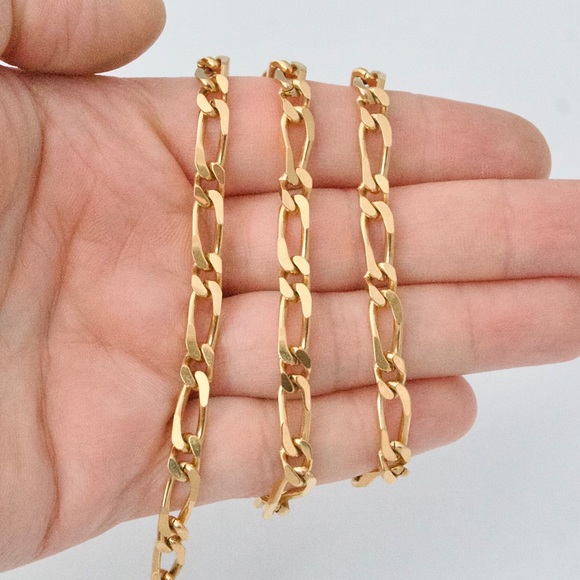 Vintage Monet Gold Plated Figaro / Curb Link Necklace Chain 24.5” Long - Picture 2 of 5